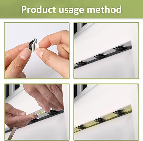 Miniatura 4 de PETKNOWS 80 clips de montaje de tiras de luz, color negro, autoadhesivos, sujetadores de luz LED, soporte de montaje, abrazadera de cable,