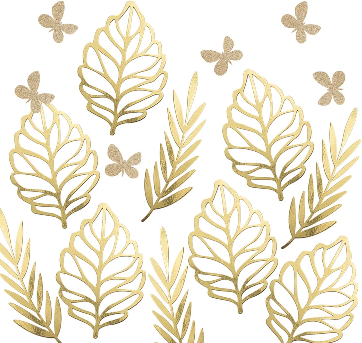 Ling's Moment Paper Crafts Foliages Assorted, Big Leaves & Willow & Glitter Butterflies, Paper Flower Decorations for Baby Nursery, Bridal Shower, Wedding Backdrop, Table Centerpiece, Photo Booth