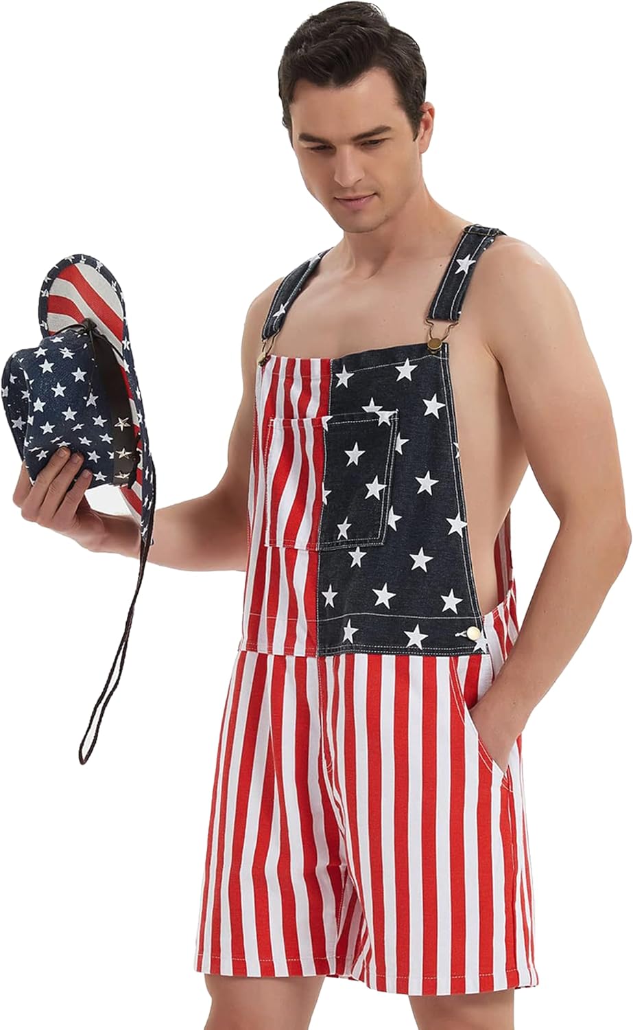 Festival Overalls for Men Shorts Romper Work Jumpsuits Bibs Coveralls - Image 3