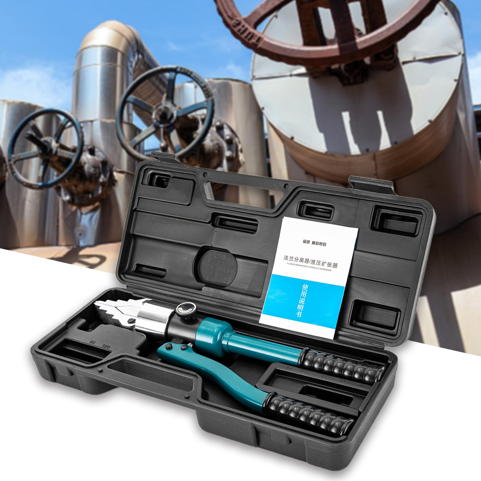 8T Spargitore idraulico flangia separatore idraulico portatile, strumento di diffusione idraulico manuale con cassetta degli attrezzi per riparazione di tubi, riparazione di corrente e