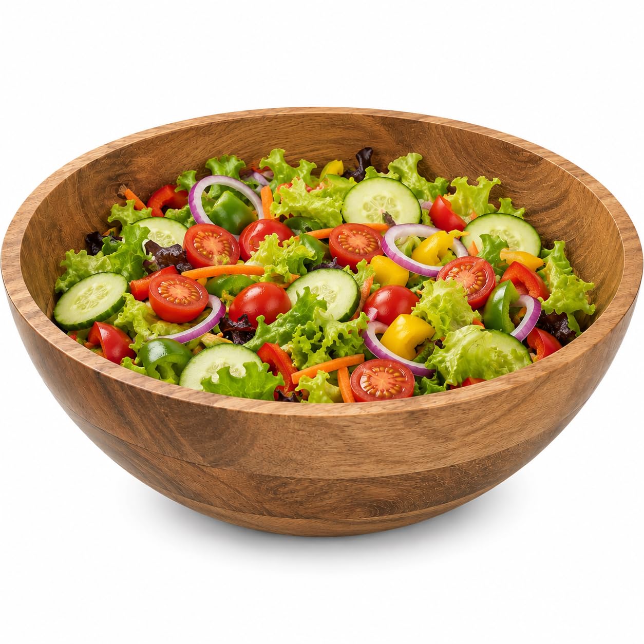 BAUZINI Premium Mango Wood Serving Bowl – Large Wooden Salad Bowl for Fruits, Snacks, Pasta & Mixing Handcrafted Natural Wood Bowl for Kitchen, Dining, Serving & Decorative Tableware 29 × 29 × 10 cm-image-4