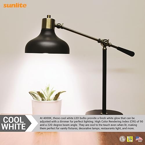 Miniatura 5 de Sunlite Bombilla LED G25, 6 vatios (equivalente a 60 W), base estándar E26, 520 lúmenes, regulable, esmerilado, 90 CRI, compatible con el título 20,