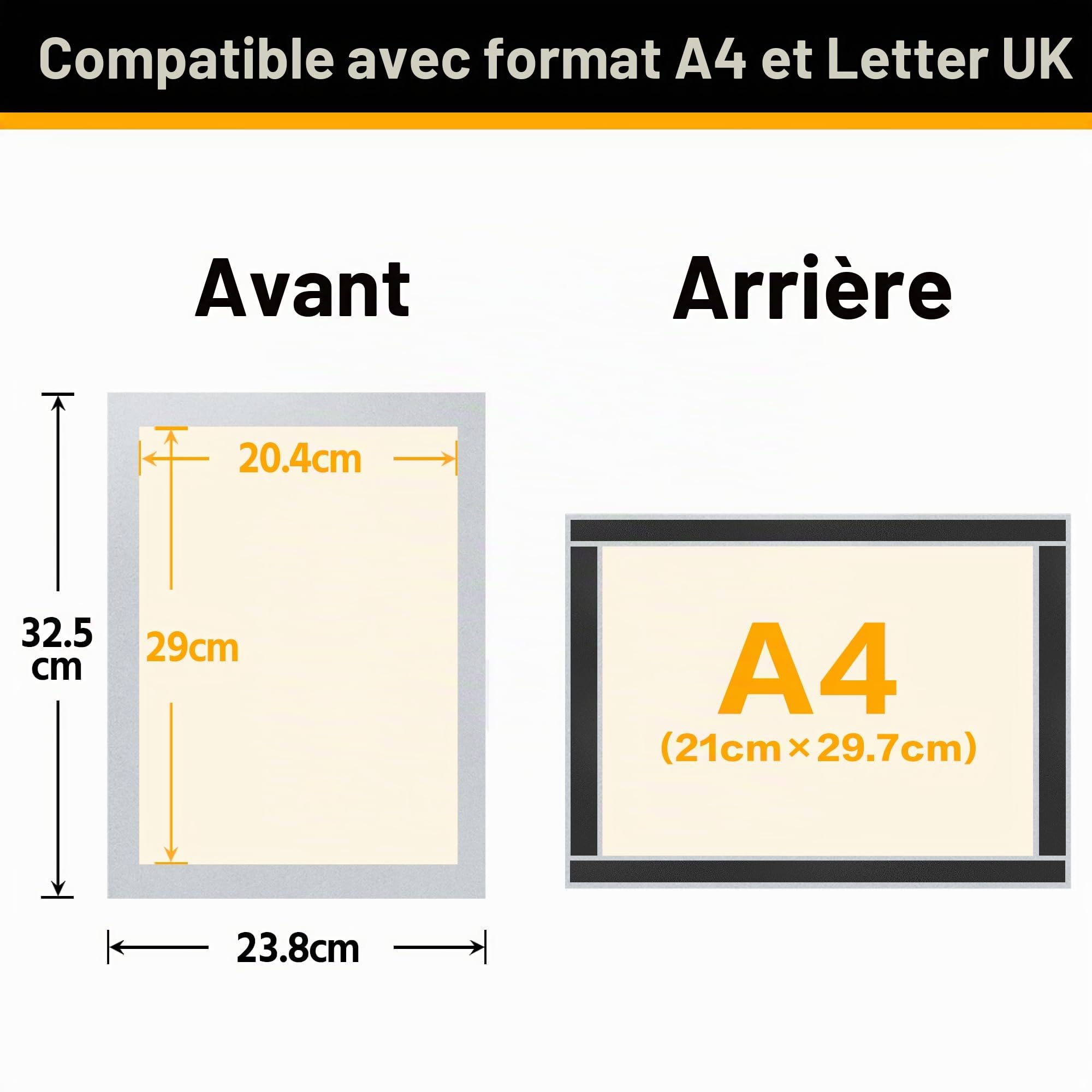 Lot de 20 porte-panneaux magnétiques A4 pour réfrigérateur, cadres d'affichage magnétiques pour tableaux blancs et surfaces métalliques, cadre photo, support pour papier documentaire, Argent
