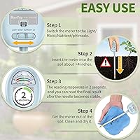 Vista 5 de Medidor de humedad del suelo 4 en 1, medidor de humedad para plantas, medidor de pH del suelo, probador de humedad, luz, nutrientes, pH, ideal