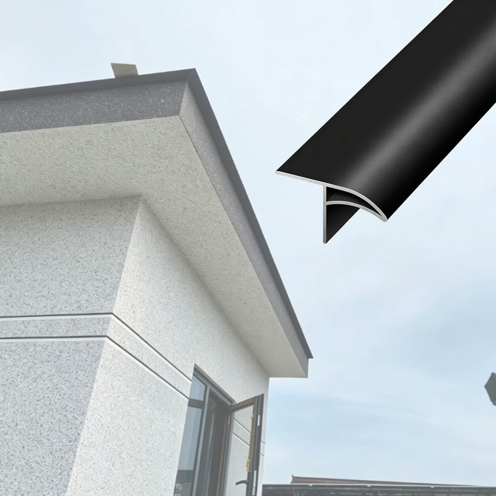 vierteaguas muro exterior Protector Contra Goteo Lluvia Puerta, Metal, 1/4/ 10/12 Piezas, Deflector Lluvia Puerta Resistente Intemperie Aluminio Lluvia/techo(5 PCS black,W 50 mm L 100 cm)