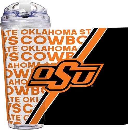 Miniatura 106 de Rico Industries NCAA - Vaso de acrílico estándar de 24 onzas con tapa con bisagras, vaso de doble pared con licencia oficial y popote