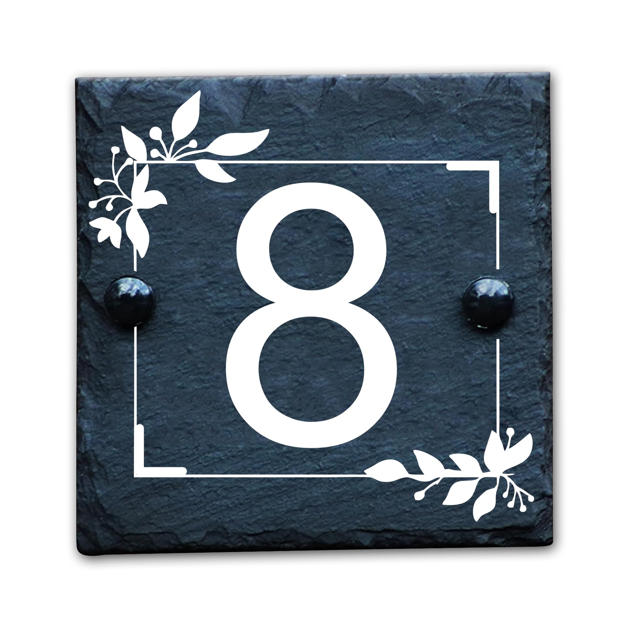 Housics Personalised Slate House Number Plaques, rustic Black Farmhouse Style, Natural Slate House Numbers Plaques UV Printed For Home Decor, Porch, Gate Or Garden (Design - 3, 150 X 150 MM) — image 1