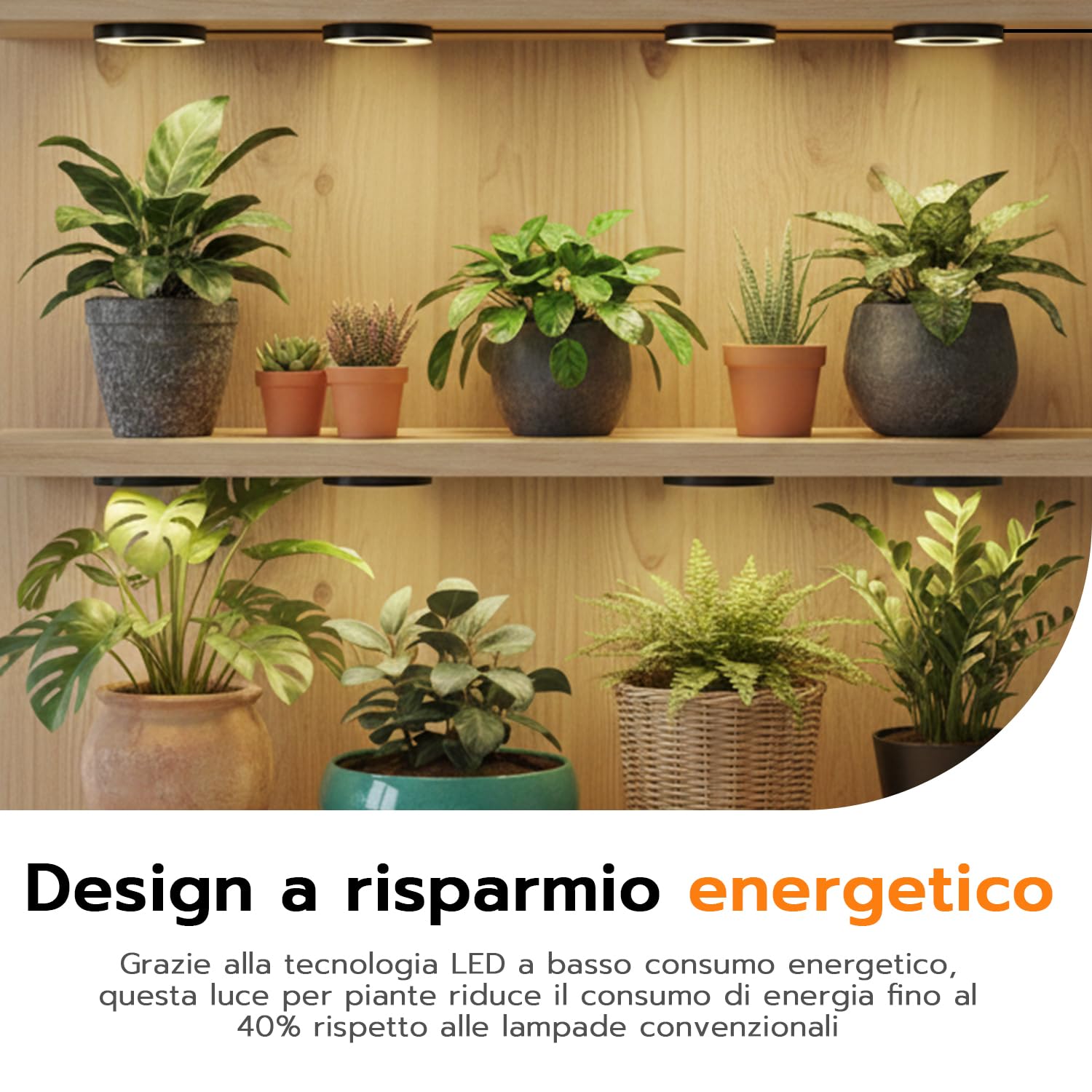 Wigearss 4 Pezzi Lampada per Piante da Interno, Grow Light Piante, Luce Piante, Lampade da Coltivazione Indoor Spettro Completo con Timer 3/9/12H, 10 Luminosità, 3 Modalità