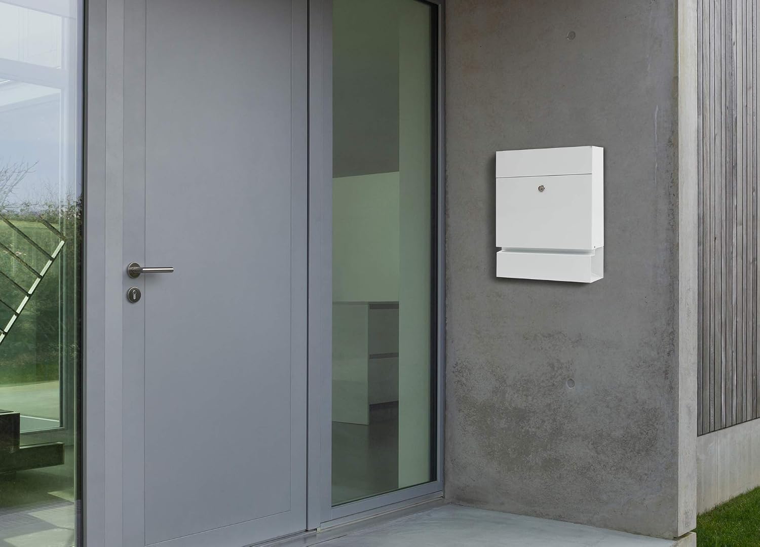 MEFA 161010DE Serenade 163 Letterbox with Newspaper Holder White with Security Lock Size 400 x 350 x 140 mm