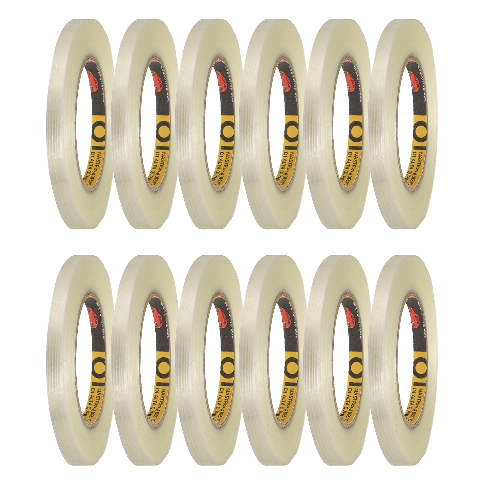 QUARKZMAN Rinto A Filamenti, 10 mm x 50 m x 0.15 mm Nastro Adesivo Per Imballaggio Resistente Trasparente Impermeabile Con Fibre Di Vetro Per Imballaggio, Trasloco, Uso Domestico.