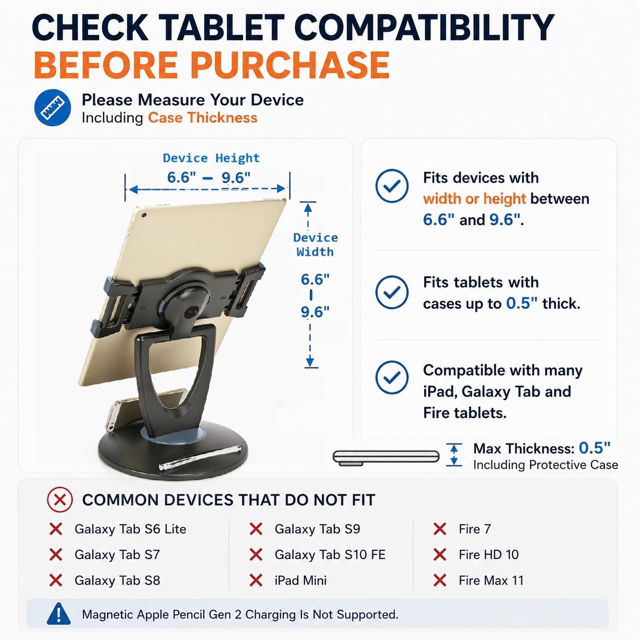 MAX SMART 【Actualización Soporte para Tableta, Soporte para Tableta, Soporte para Lector de Libros electrónicos, Soporte para iPad Pro, Alto, Giratorio de 360 Grados para Cocina, Cama, minorista,