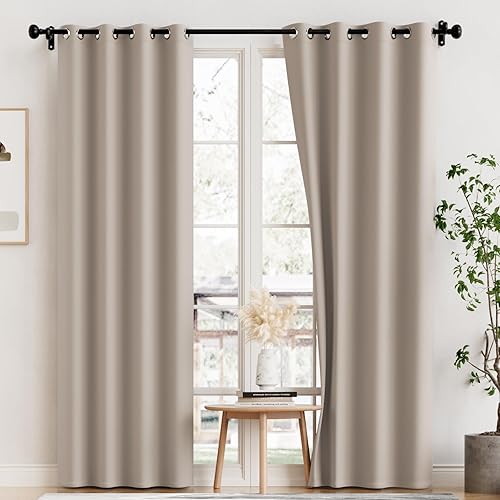 H.VERSAILTEX - Cortinas con 100% de opacidad para dormitorios, salas de estar, con aislamiento completo de luz y calor, con forro negro, set de 2