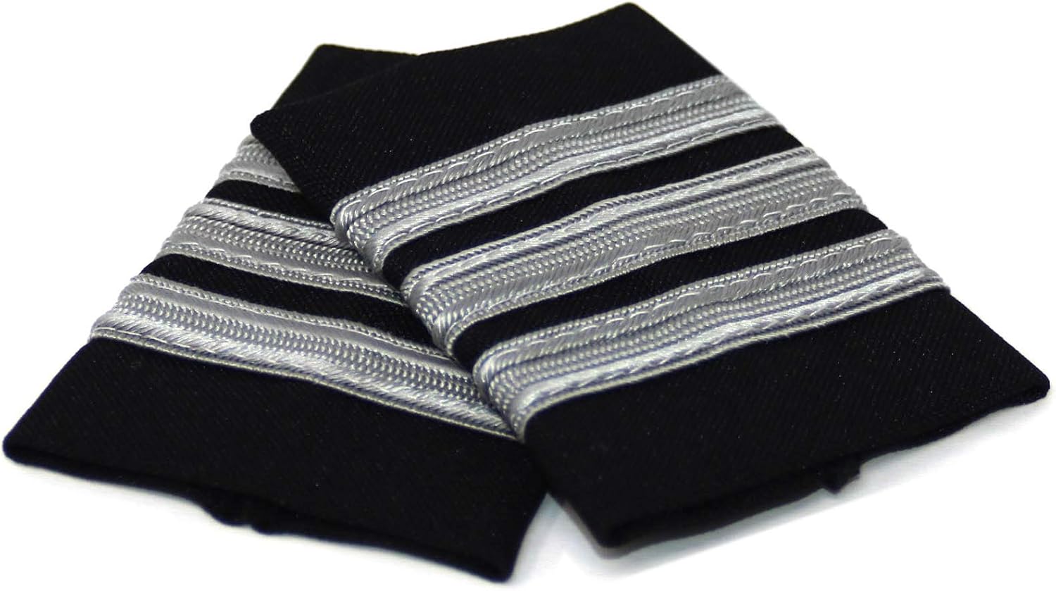 Aero Phoenix Professional Pilot Uniform Epaulets - Three Bars - First Officer - Silver Nylon on Black