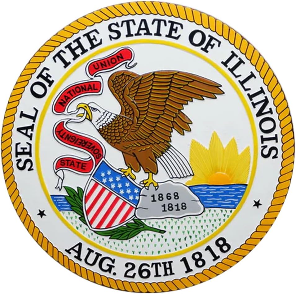 Illinois State Seal 14" Mahogany Wood Plaque