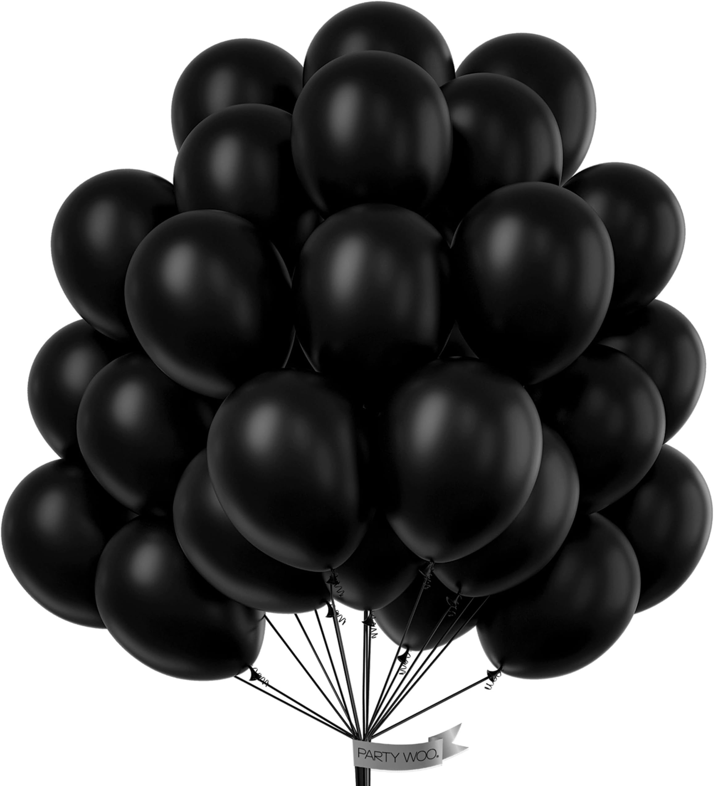 PartyWoo Black Balloons, 100 pcs Latex Balloons for Birthday Party, 10 inch Party Balloons, Helium Balloons, Wedding Balloons, Happy Birthday Balloons, Graduation Decorations, Party Decorations