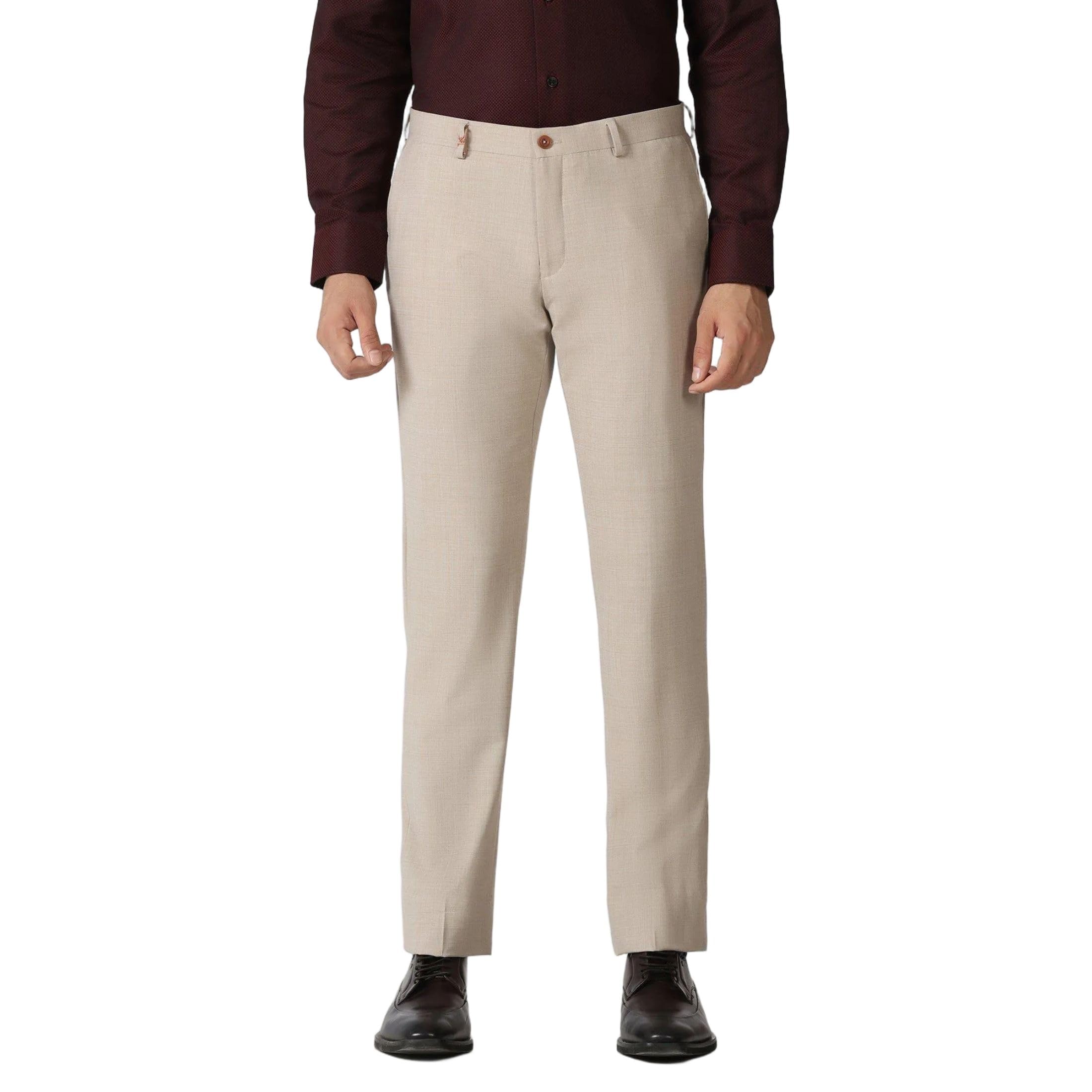 Men's Wool Blend Slim Formal Trousers-image-25