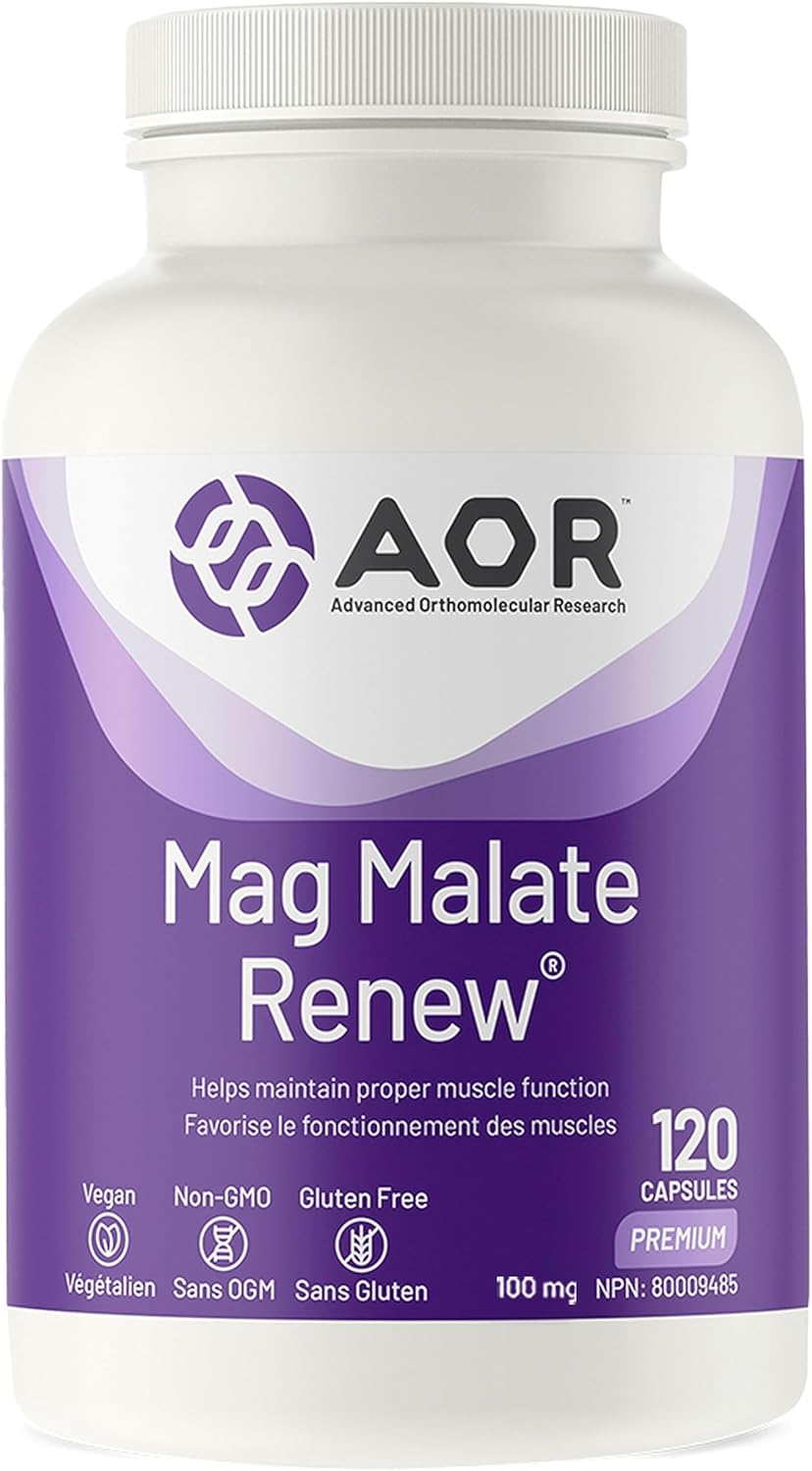 AOR Mag Malate Renew 100mg, 120 Capsules Elemental Magnesium Malate
