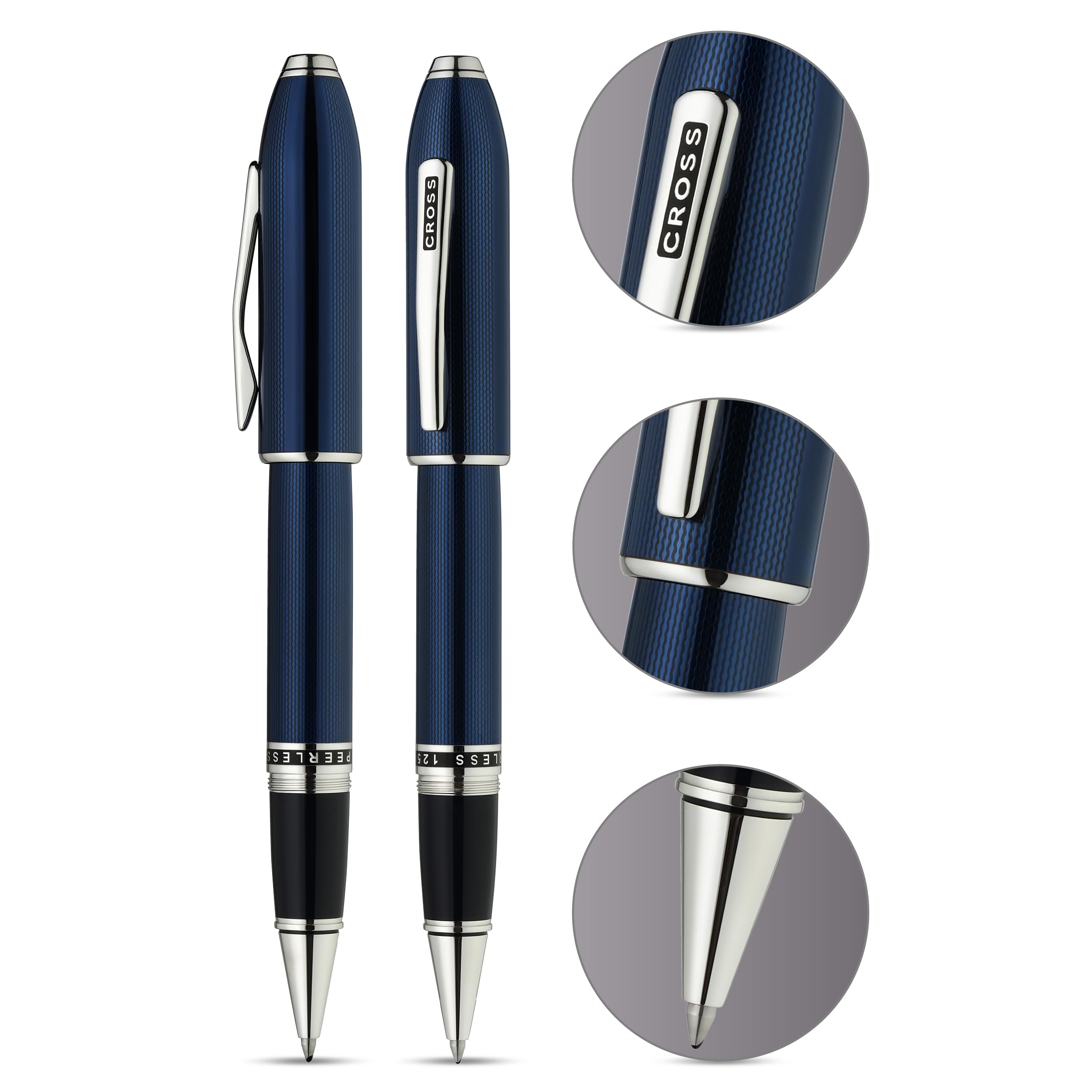 Cross Peerless Rollerball | Schreibfarbe: schwarz | transluzent kobaltblau
