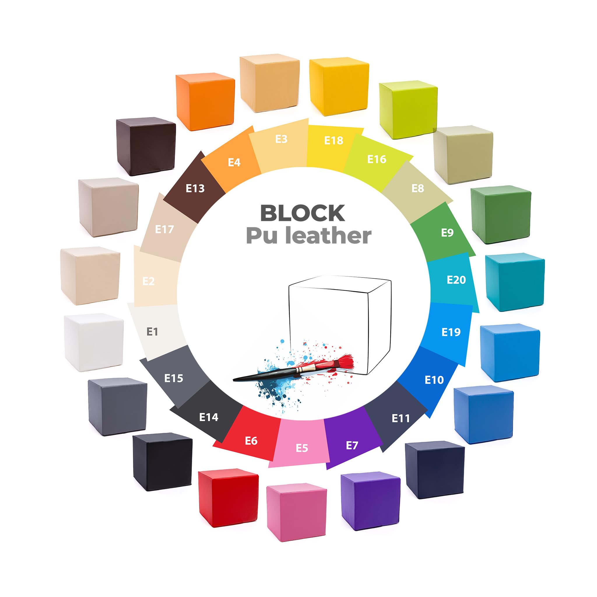Ecopuf Pouf repose-pieds carré | Ottomana Cube 40 x 40 x 40 cm | Repose-pieds Canapé entièrement déhoussable résistant et anti-déchirure | Tabouret confortable en similicuir