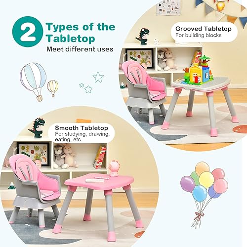 Miniatura 5 de BABY JOY Silla alta para bebé, silla alta convertible 8 en 1 para bebés y niños pequeños  Asiento elevador  Juego de mesa y silla  Mesa de bloque de