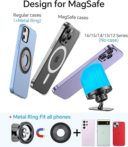 Miniatura 8 de Soporte de coche Magsafe con 20 imanes fuertes: soporte magnético para teléfono con ventilación de aire de automóvil【360°】 para iPhone soporte