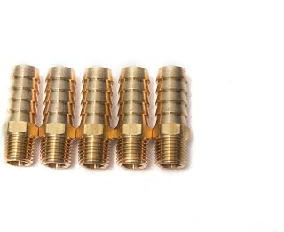 LTWFITTING Brass Barbed Fitting Coupler/Connector 1/4-Inch Male BSPT x 1/2-Inch(12mm) Hose Barb Fuel Gas Water (Pack of 5)