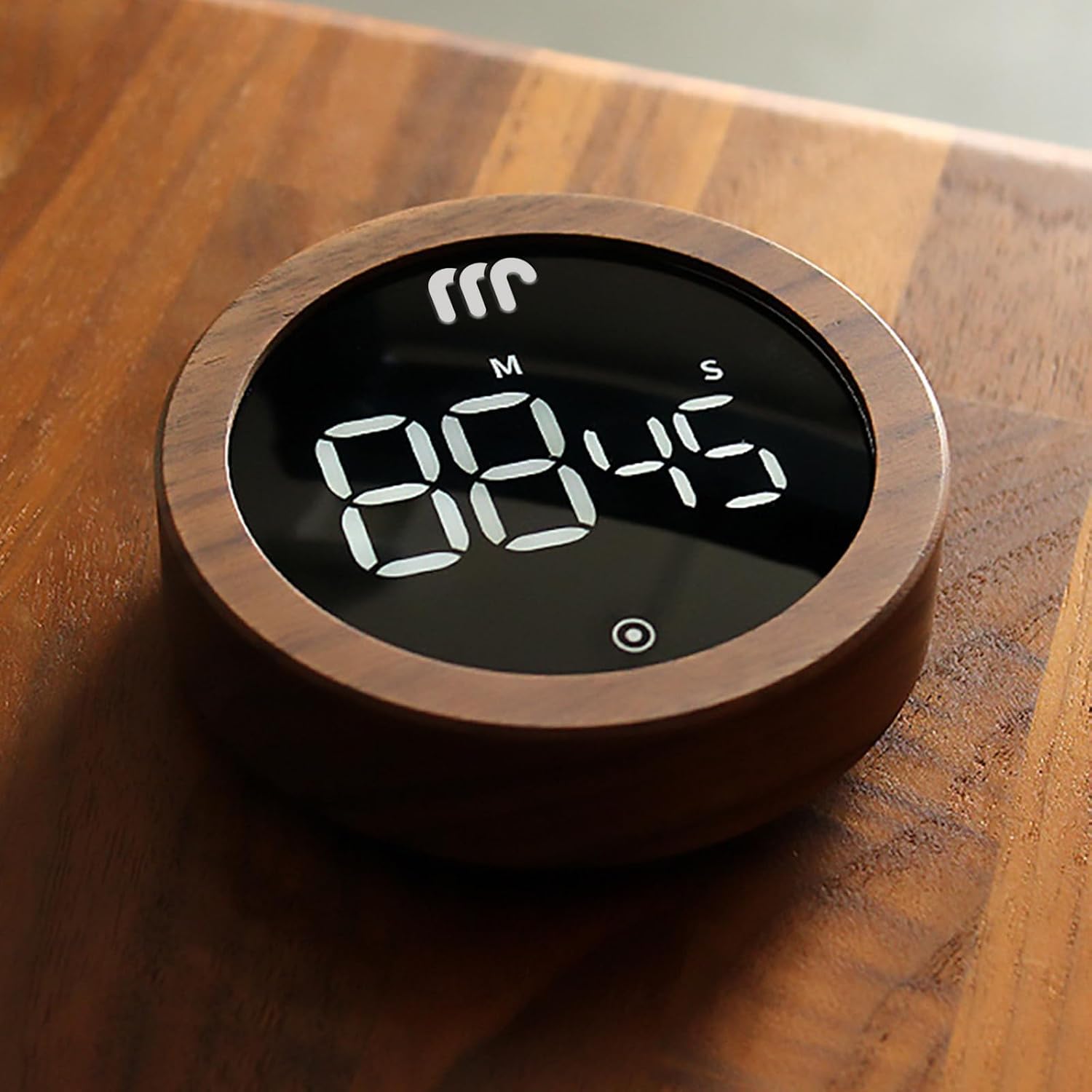 Modern elphant Digital Kitchen Timer with Large LED Display and Volume Adjustable,Magnetic Countdown Countup Timer with Round Wood Grain Case,Easy for Cooking,Task Manegement