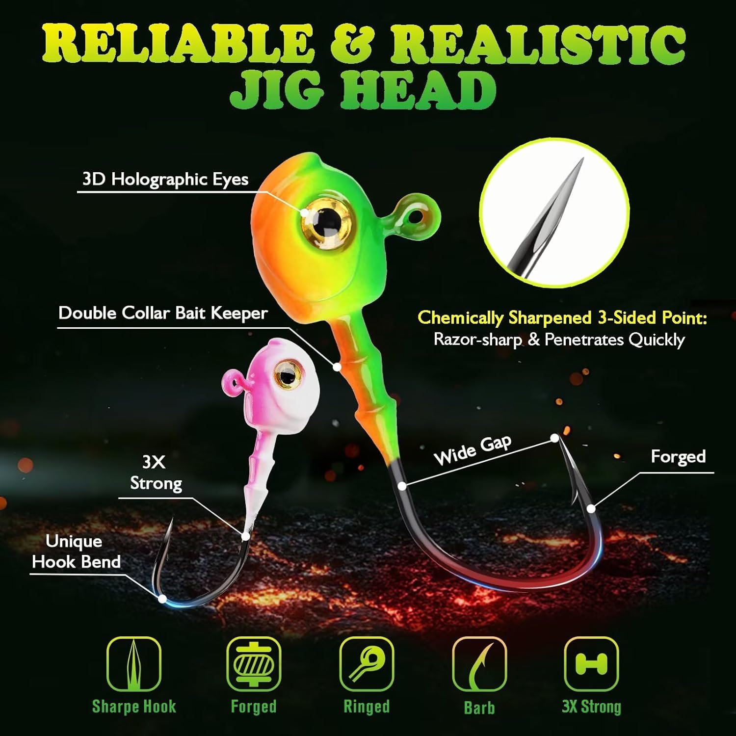 LUCKYFISHING Round Jig Heads 1/4oz(7g)-30Pcs & Swimbait Jig Heads 1/4oz(7g)-30Pcs Assorted Colors