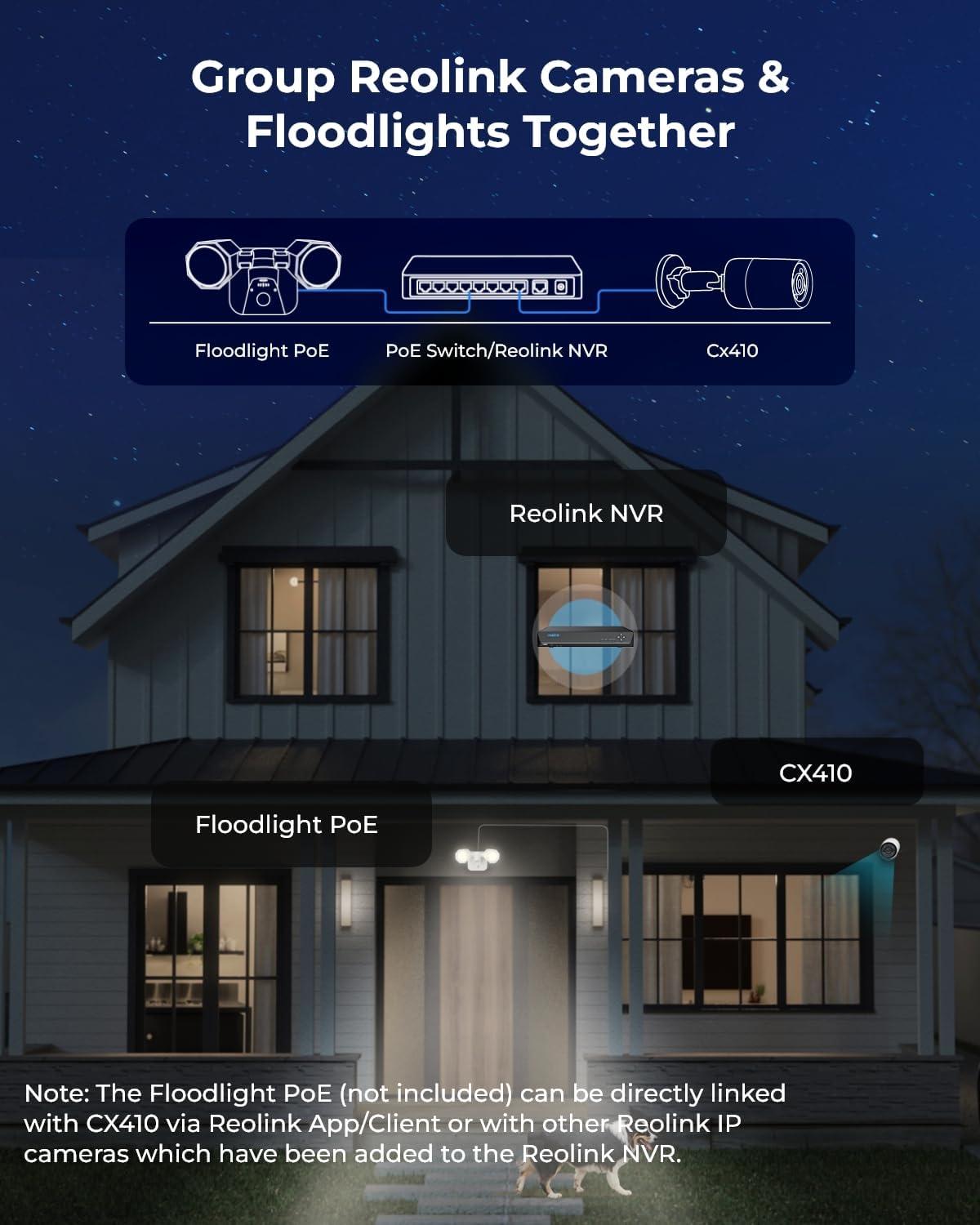 REOLINK CX410 2K PoE Security Camera Outdoor with F1.0 Aperture, True Color Night Vision, 1/1.8" Image Sensor, Adjustable Warm Light, Human/Vehicle/Pet Detection, Built-in Siren, 2-Way Talk
