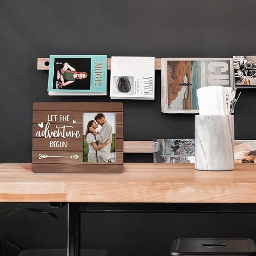 Miniatura 2 de FONDCANYON Let The Adventure Begin - Marco de fotos románticas para parejas, regalos de boda de compromiso para él y ella, regalos de San Valentín