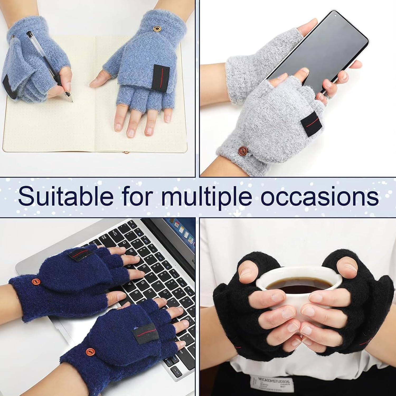 Unisex USB Winter Hands Warmers - Half-Finger USB Heating Gloves, Fingerless Heated Gloves, Washable Knitting Glove