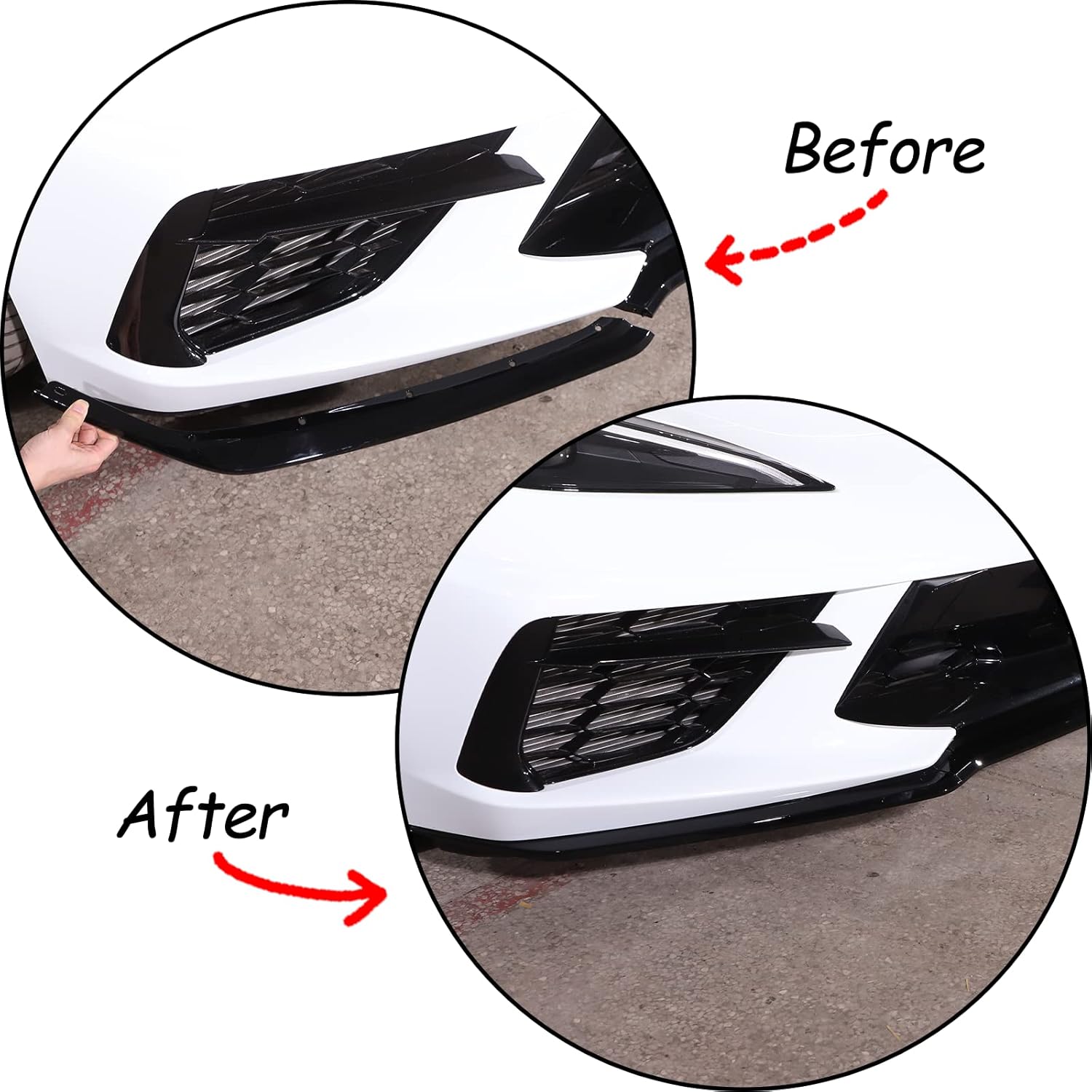 Front Bumper Lip Chin Spoiler Splitter Diffuser Guard Wing Protector Trim Car Body Kit Compatible with Chevrolet Corvette C8 Z51 2020-2023, ABS Plastic Carbon Fiber Pattern C8 Accessories