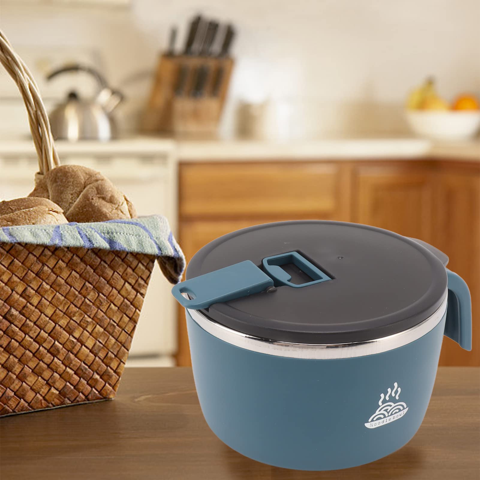 Bol à Nouilles, Bol à Soupe En Acier Inoxydable Avec Couvercle Et Poignée Pour Usage Domestique En Dortoir