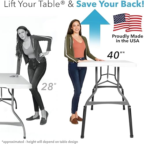 Miniatura 4 de Lift Your Table® Elevadores de mesa plegables, altura de barra (pie móvil), fabricados en los Estados Unidos, resistentes, resistentes, portátiles,