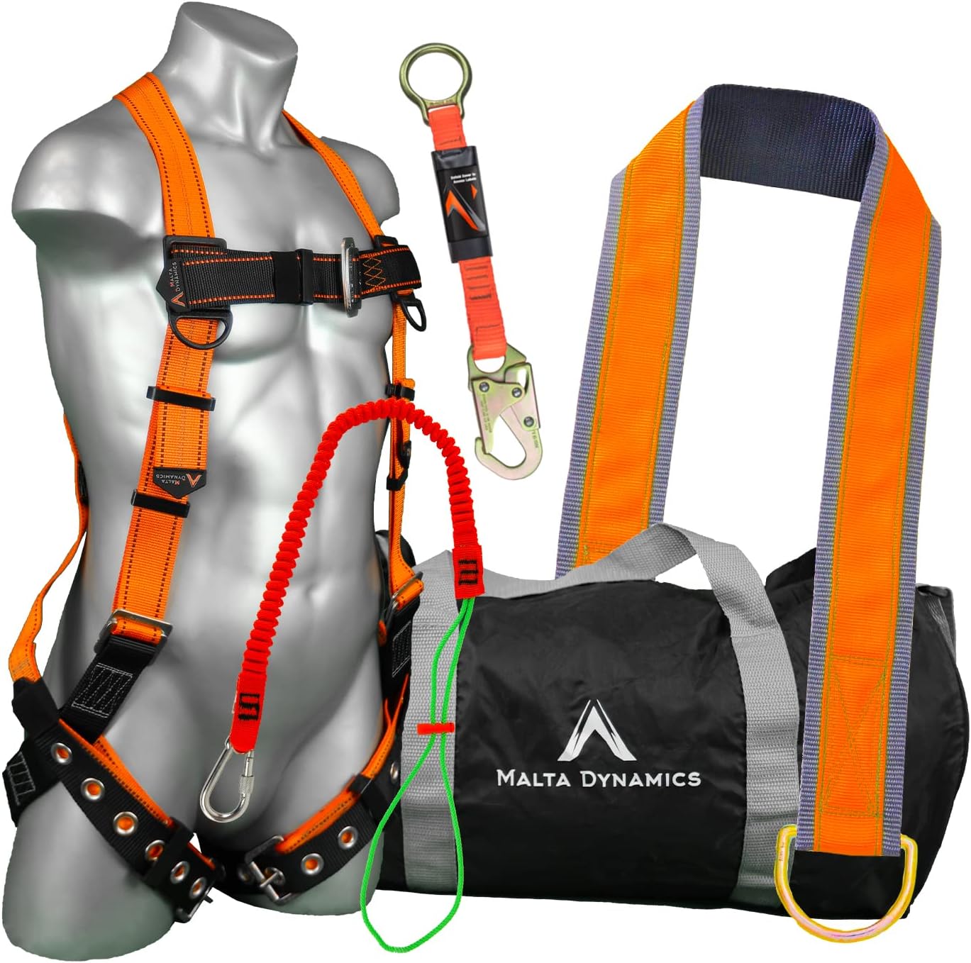 Malta Dynamics Safety Harness Fall Protection Kit, 5 or 3 Piece Bundle, OSHA/ANSI Compliant
