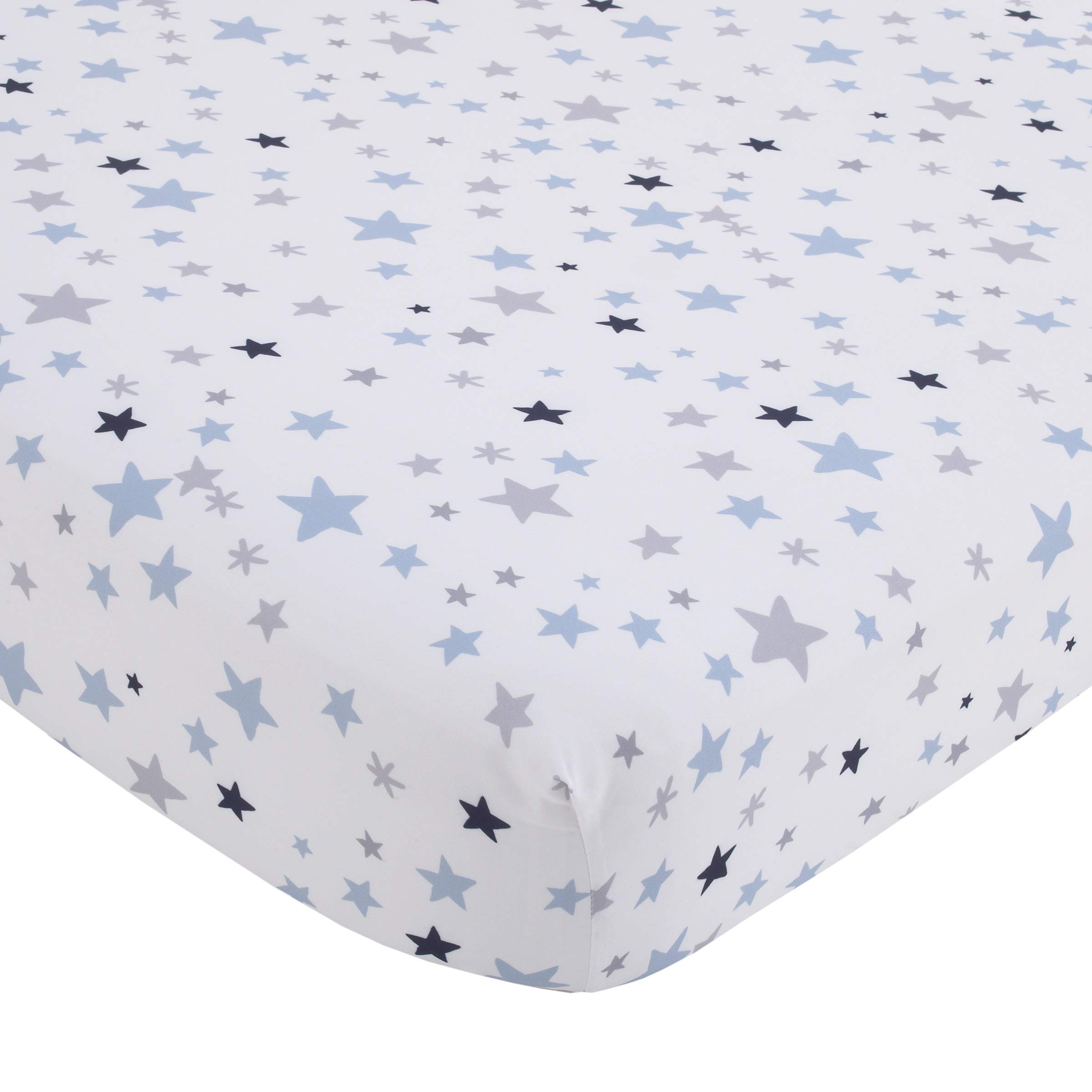 Little Love by NoJo Shine On My Love - Boy Stars Navy, Light Blue and White Fitted Crib Sheet