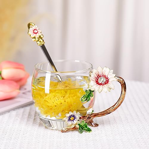 Miniatura 6 de Regalos para mamá, juego de taza de té de cristal con cuchara, el mejor regalo para mujeres, esposa, amigas, día de la madre, día de San Valentín,