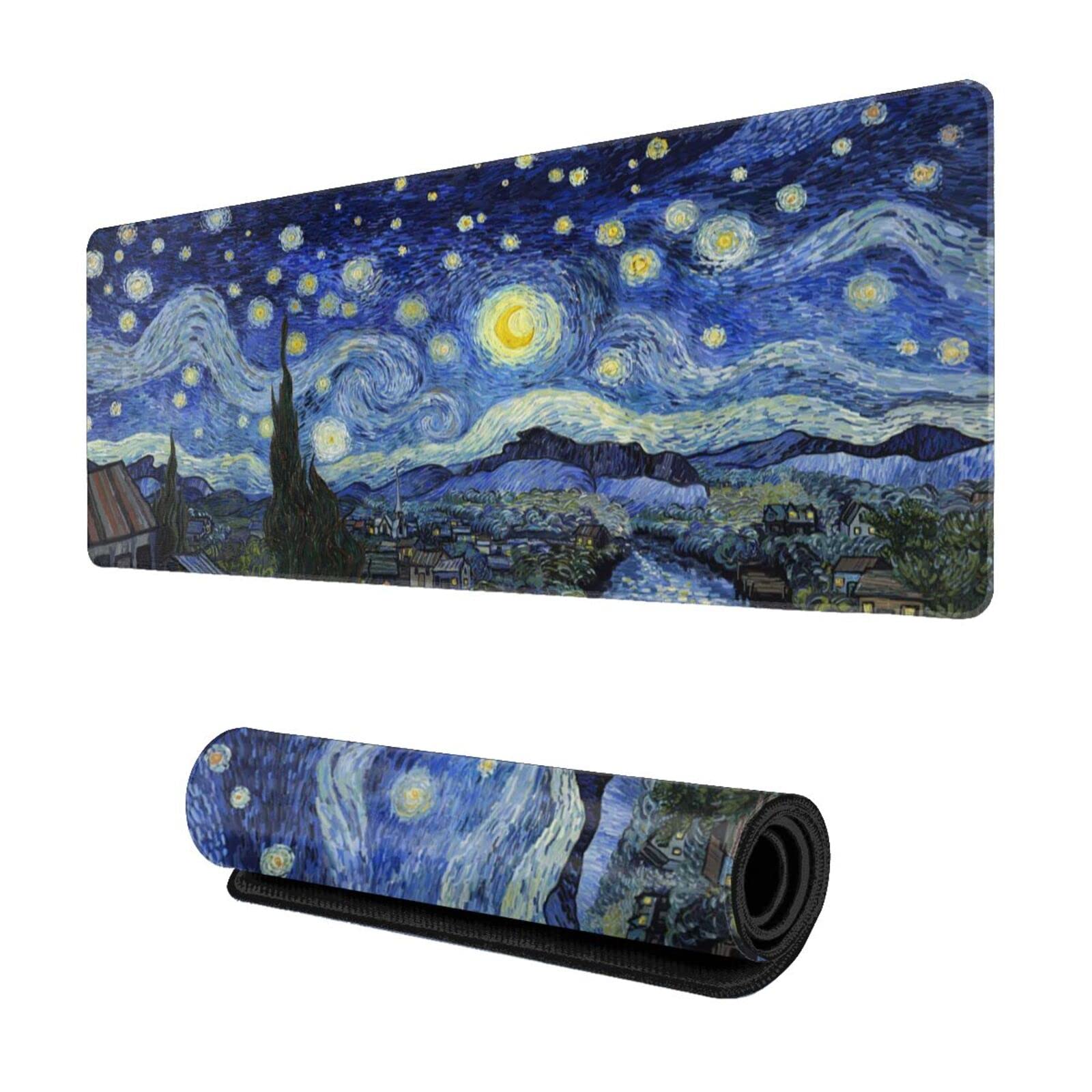 Extended Gaming Mouse Pad,Office Desk Mat Non-Slip Waterproof, Easy Clean Table Protector Starry Night