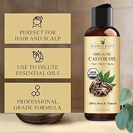 Handcraft Blends Organic Castor Oil 4 Fl Oz | 100% Pure and Natural | Premium Grade Carrier Oil | Hair, Eyelashes and Eyebrows | Hair and Body | Expeller-Pressed | Hexane-Free