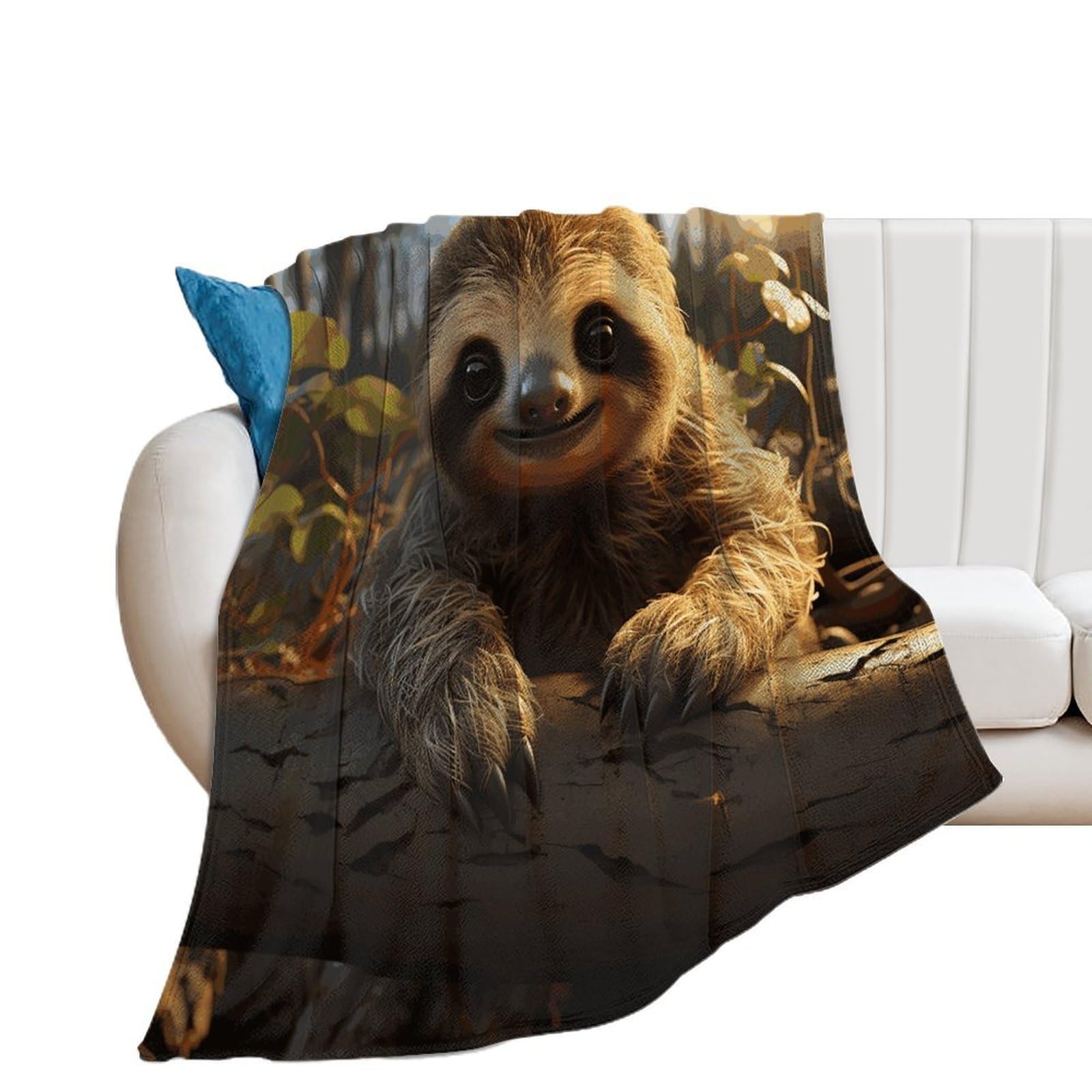 Cartoon Cute Sloth Throw Blanket for Couch Super Soft Warm Lightweight Throw Blankets Cozy Flannel Bed Blanket Cute Decorative Blankets for All Seasons Home Decor Gift 30"*40"（76 * 100cm）
