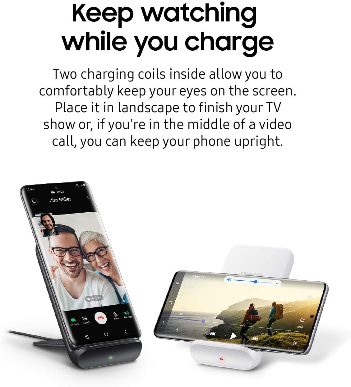 SAMSUNG Electronics Wireless Charger Convertible Qi Certified (Pad/Stand), for Galaxy Buds, Galaxy Phones, and Apple iPhone Devices - US Version - Black (US Version)