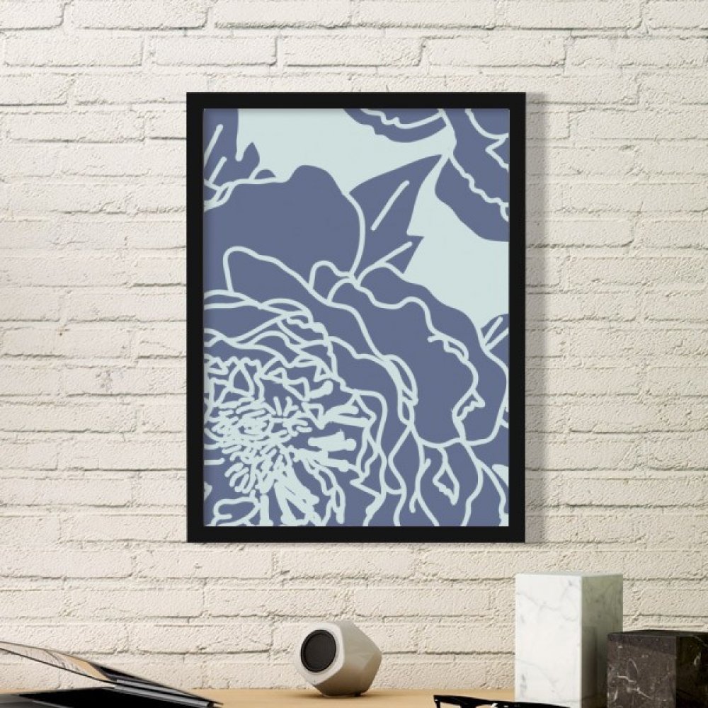 Cadre photo rectangle bois noir Peinture Pivoine Résumé DIYthinker