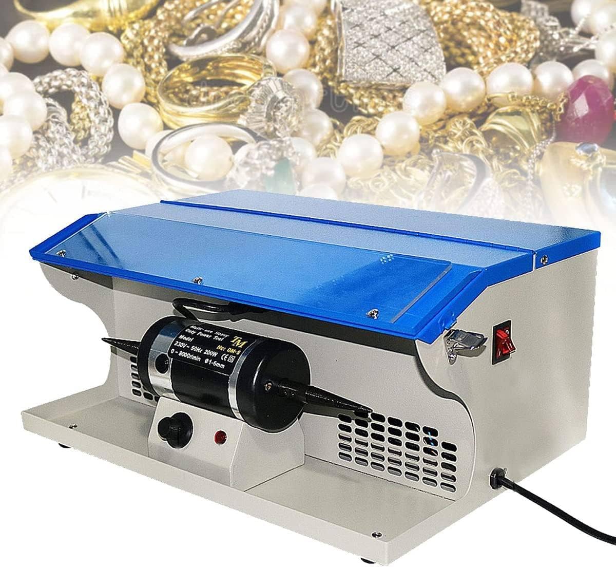 0-8000 RPM Jewelry Rock Grinder Polishing Buffing Tool,Jewelry Polishing Buffing Machine, 200W Tabletop Dust Collector Polishing Machine Jewelry Buffing Machine