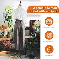 Vista 2 de Maniquí femenino con forma de vestido, torso de modelo de ropa, cuerpo de maniquí para exhibición, soporte de trípode ajustable de 53-67 pulgadas