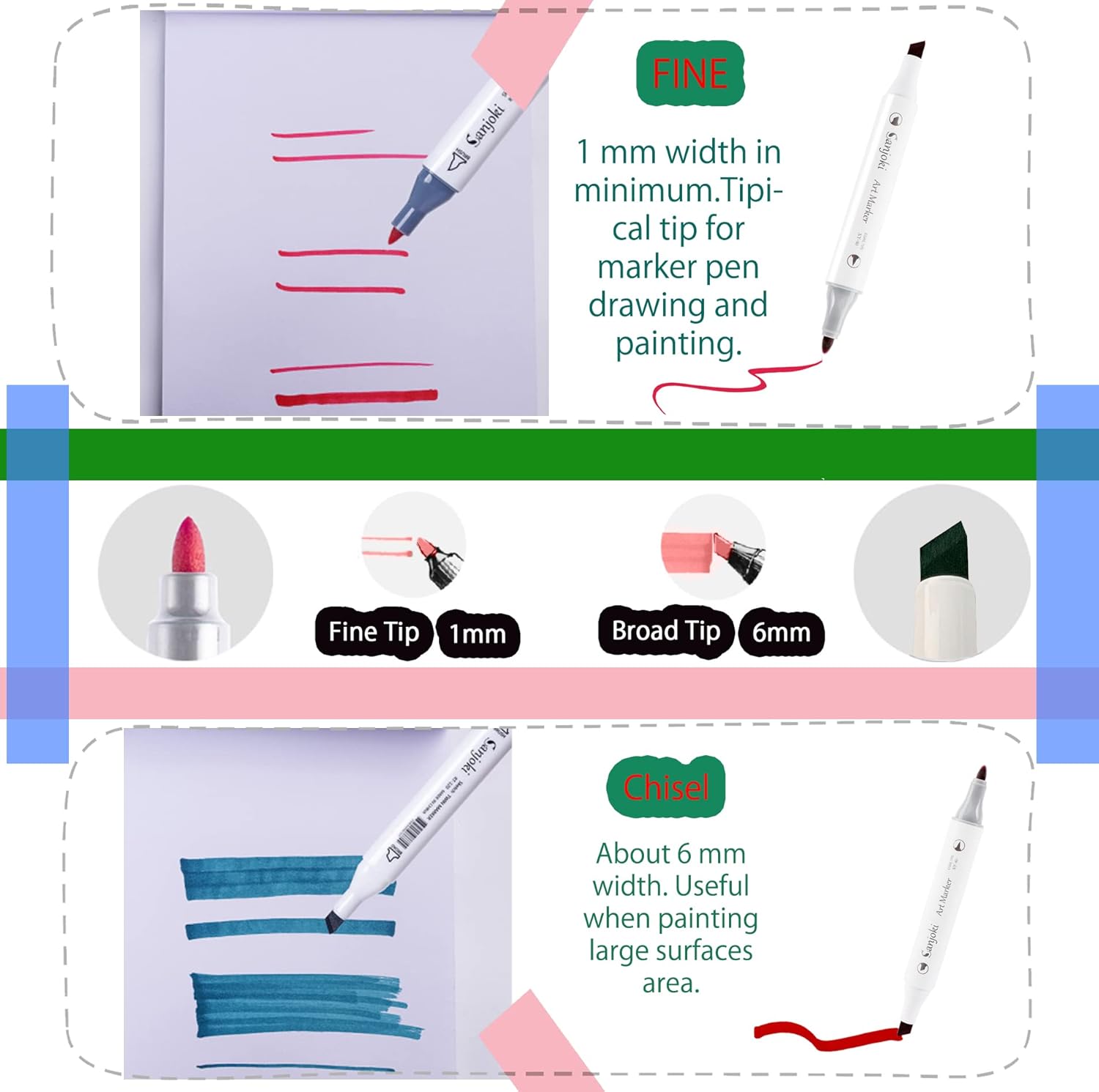 Alcohol Markers 120 colors,Broad&Fine Dual Tip, Permanent Artist Sketch Markers for Artist and Beginner - Image 3