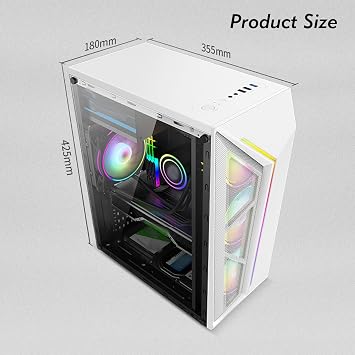XLTFUC Mid-Tower ATX/M-ATX/ITX Computer Case, Tempered Glass Panel Grid Front Panel, Vertical GPU Bracket RGB Mode(Black)