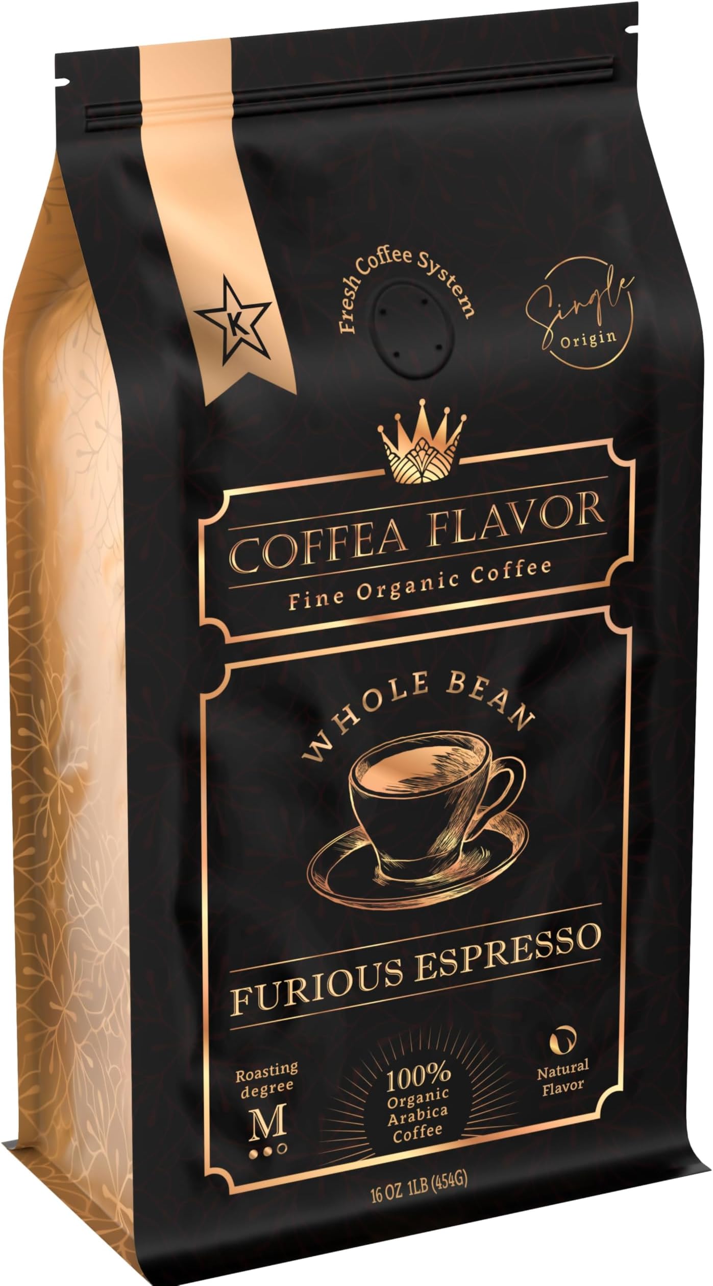 Espresso Coffee Beans – Medium Roast, Organic, Single Origin, 100% Arabica – Bold Flavor & Smooth Finish – Furious Espresso by Coffea Flavor