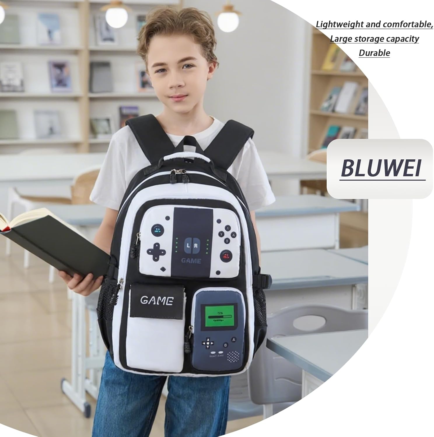 Boys Backpack Kids Bookbag Teens School Bag Luminous Game Large capacity bag - Image 2