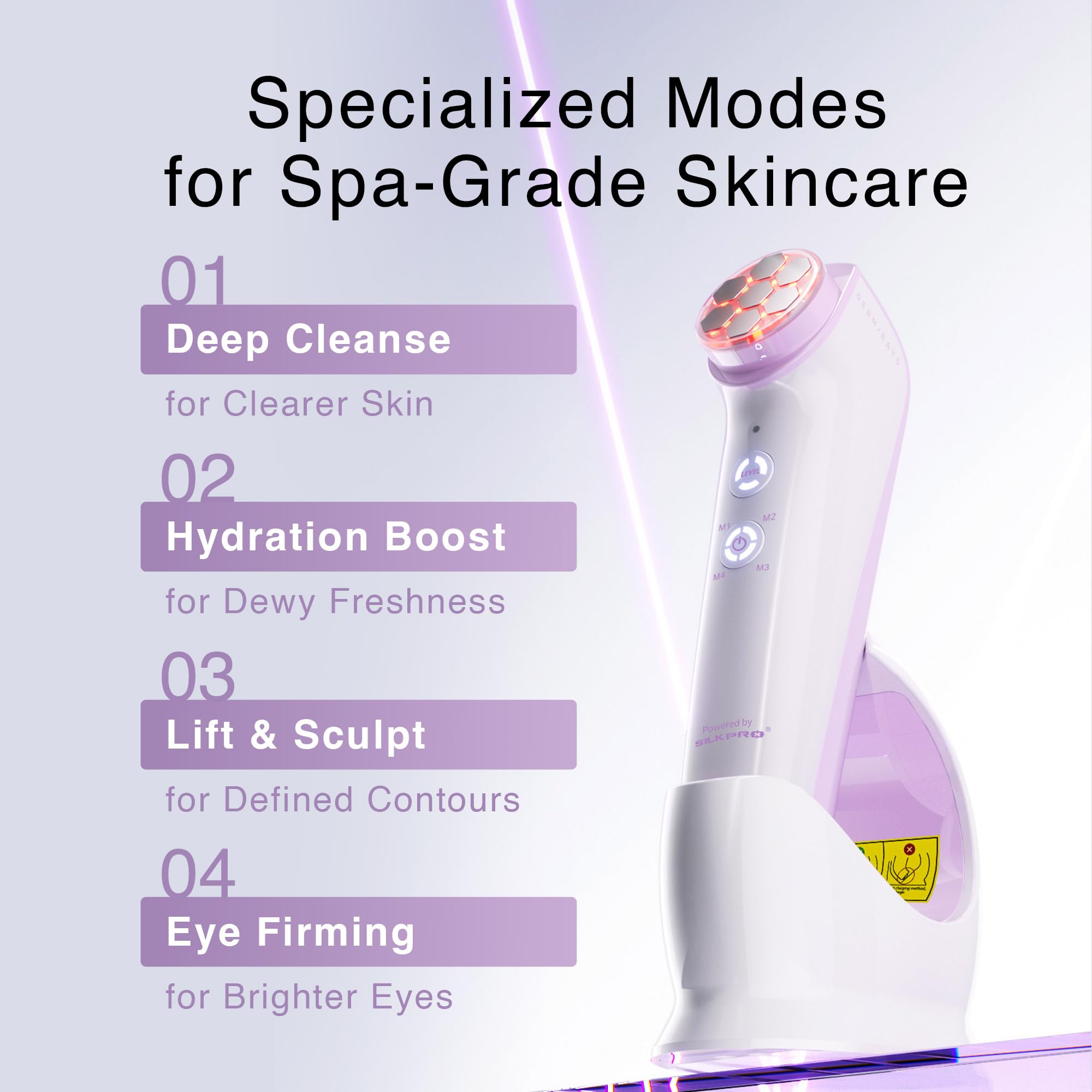 DermRays Dispositivo de belleza multifuncional M1,4 en 1, dispositivo facial de microcorriente para uso doméstico, dispositivo antienvejecimiento, para reafirmar la cara, arrugas, levantamiento