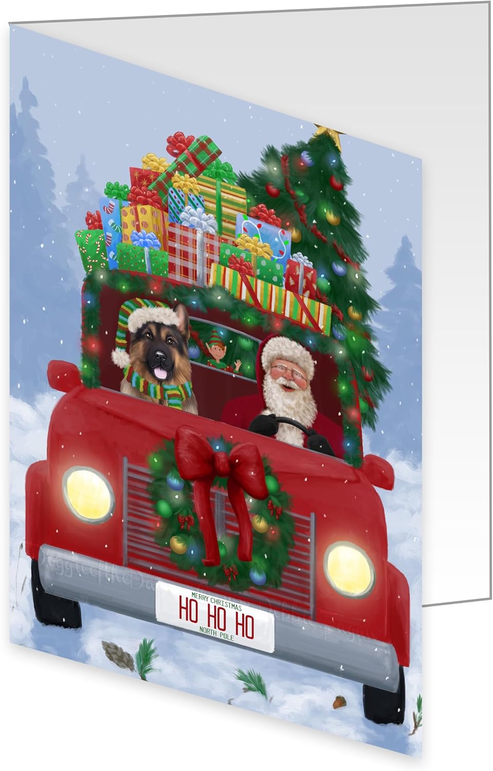 Doggie of the Day Dear Santa Mailbox Christmas Letter German Shepherd Dog Note Cards 5.5x4 - Dog Themed Holiday Christmas Cards with Envelopes, Pack of 10 GCDS10039